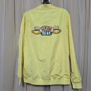 Friends Light Yellow Central Perk Bomber Jacket, Full Zip, Lined, Sz Medium, EUC